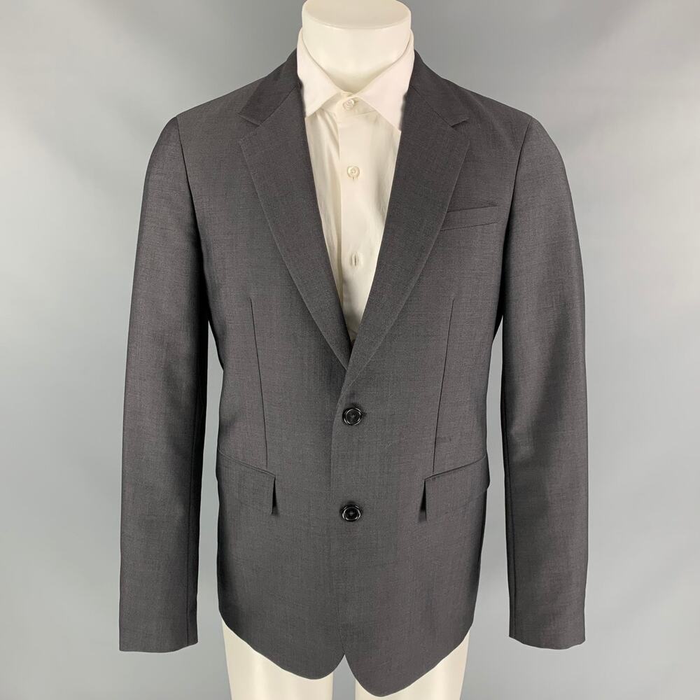 JIL SANDER Size 38 Dark Gray Wool / Mohair Notch Lapel Sport Coat